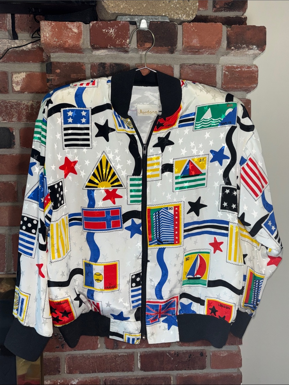 Vintage 90’s Jordana // Jacket Top World Travel Motif Women’s Large
